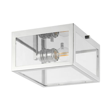 Eleanor 8" Farmhouse Industrial Square Iron/Glass Case LED Flush Mount - JONATHAN Y